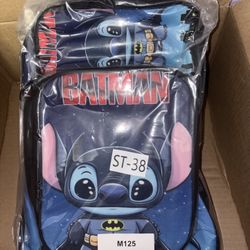 Stitch Batman Kids Backpack Set w/ Pencil Case – New