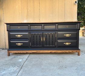 Amazing black & walnut dresser,console or credenza by Thomasville