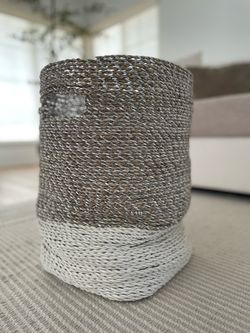 Two-Tone Woven Seagrass Decorative Storage Basket