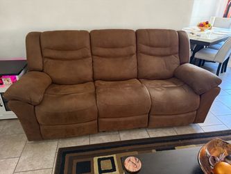 Brown leather living room set 3 piece