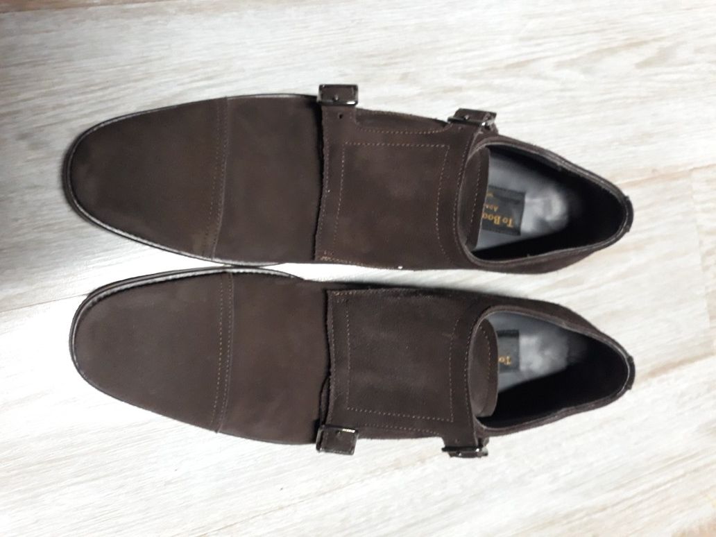 Men Brown To boot Double Monk Dress shoes Size 8 1/2