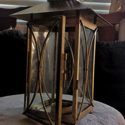 Vintage Brass & Glass Carriage Lantern 