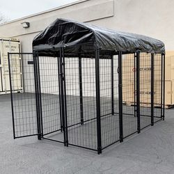 (NEW) $290 Large Heavy Duty Kennel with Cover (8 x 4 x 6 FT) Dog Cage Crate Pet Playpen 