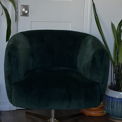 Morpho Swivel Upholstered Velvet Armchair Plywood Frame forest green
