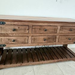 Console / TV Table Solid Wood 6 Drawer