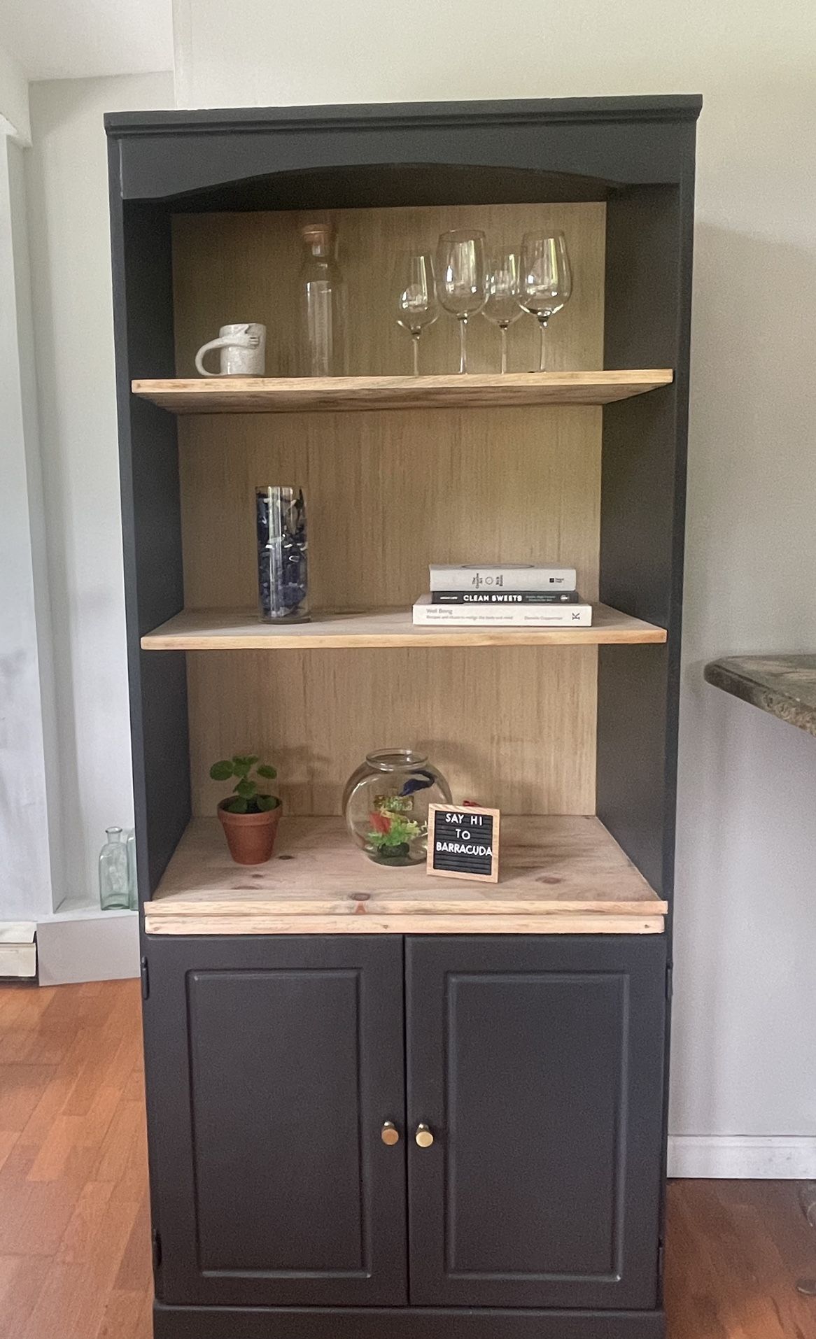 Black & Natural Wood Hutch