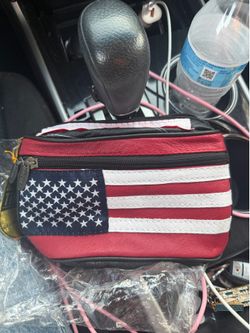 American Flag Fanny pack genuine leather