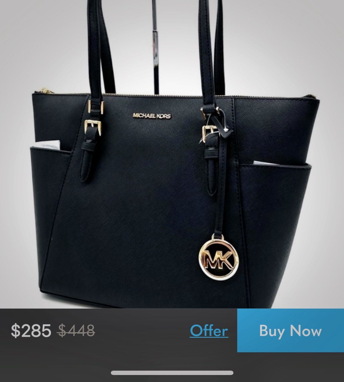Michael Kors Black leather Tote Bag shoulder bag like new Without Tags