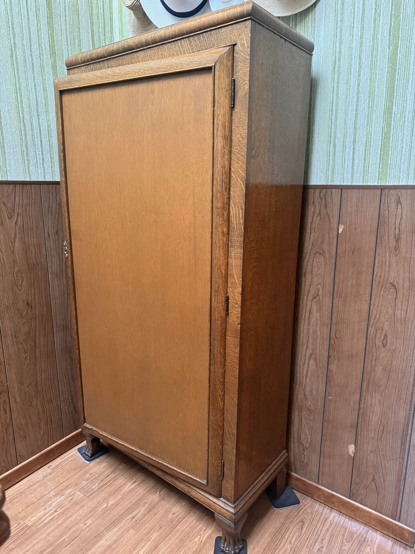 Antique Wood Cabinet Bookshelf With Claw Feet