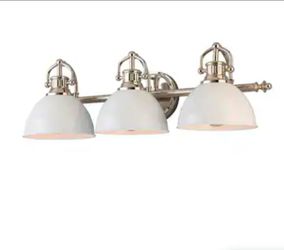 Allen + Roth Peyton 24.5-in 3 Light Polished Nickel Mid-century Bathroom Vanity light