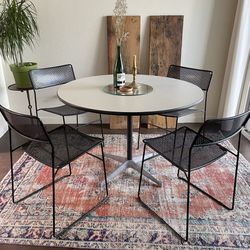 Modernist Perforated Metal Stackable Dining Chairs (4) MCM