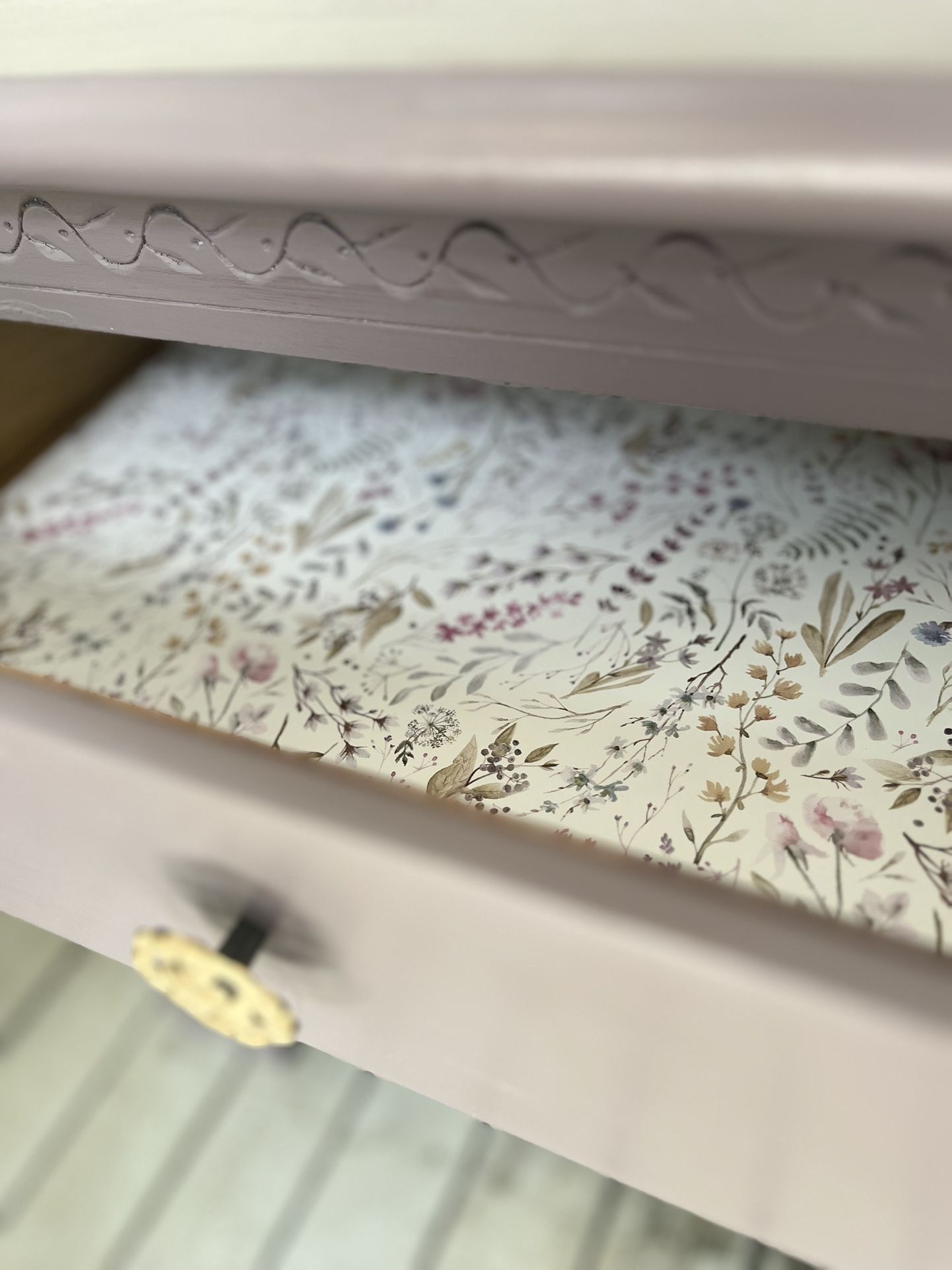 Solid Wood Purple Nightstand With 2 Drawers