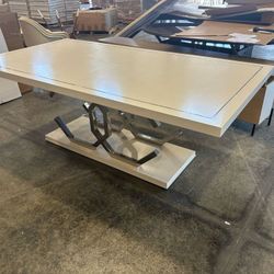 OPEN BOX WHITE INDOOR 85" DINING TABLE - METAL LEGS
