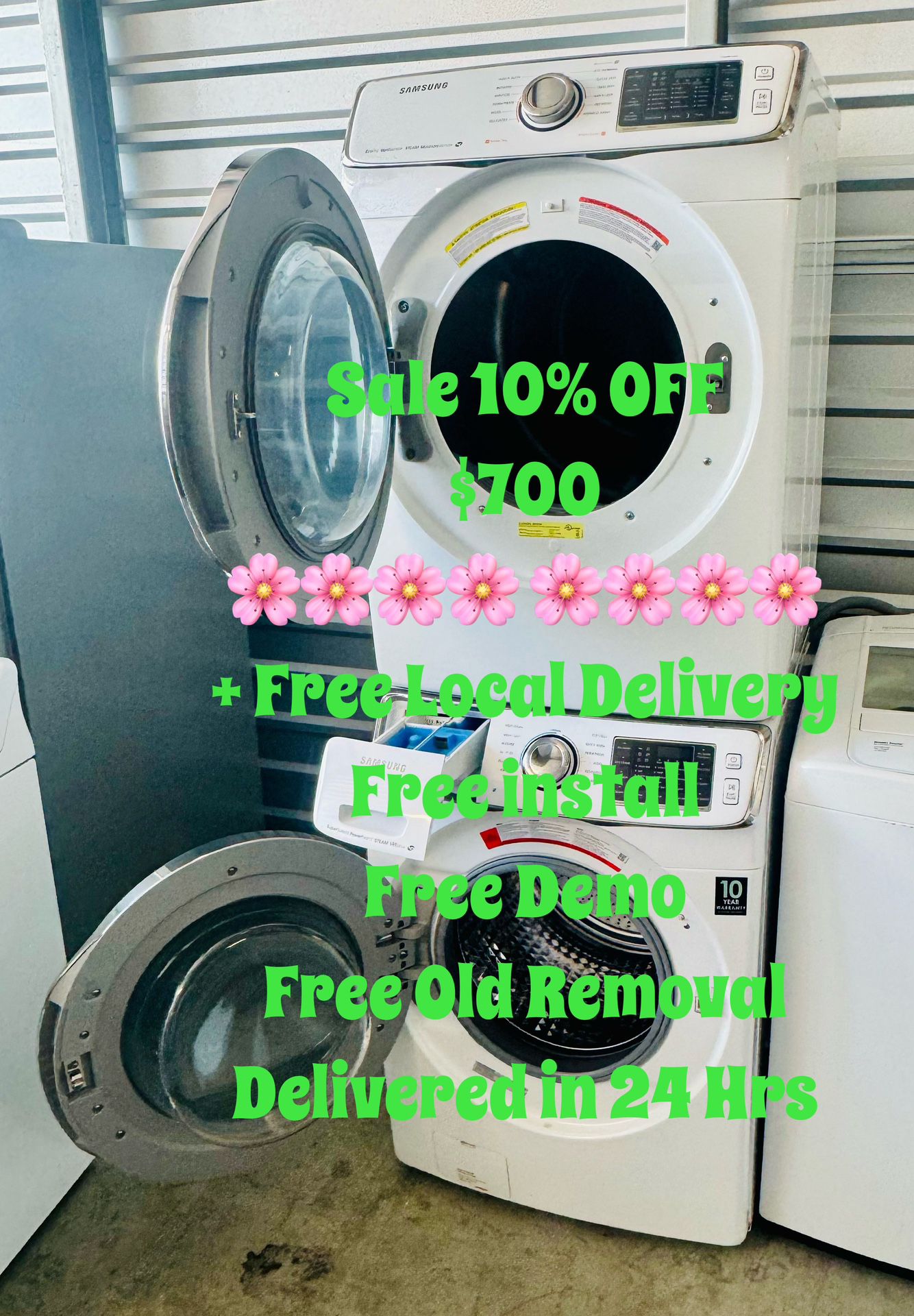 Washer Dryer Samsung Front Load Stacked VRT Steam Super Capacity FREE 🚚