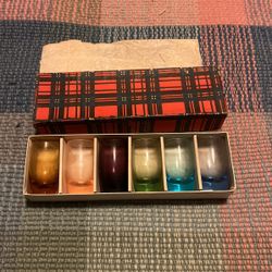 Vintage Set Of 6 Colored Shot Glasses