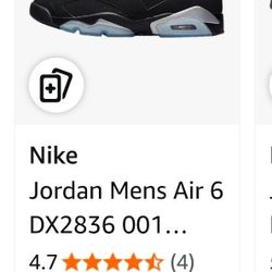 Jordan Air 6 Black Silver.