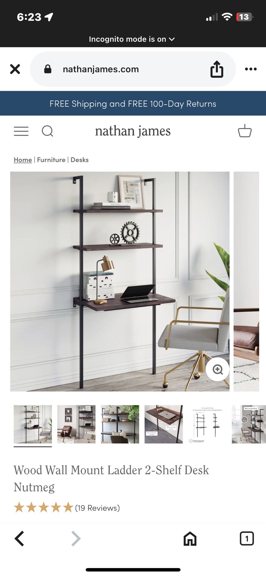 Wall Mount Ladder 2-Shelf Desk