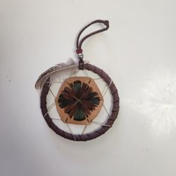 Beautiful Small Indian Wall Hanging Leather with Feathers 