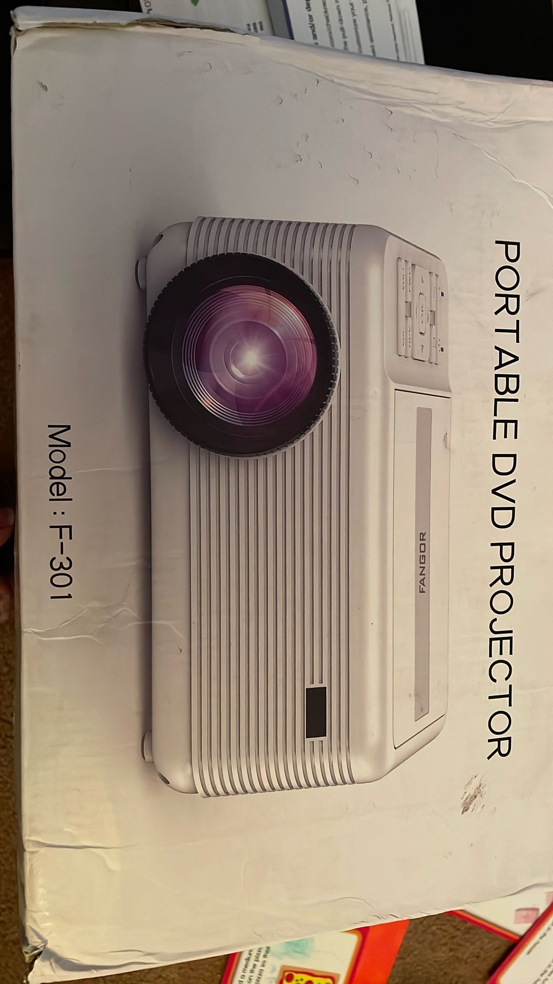 ANGOR F-301 Projector Support 1080p, Projector & DVD Player In One, Portable Projector Support 200 Display, Compatible With TV Stick, PS4, HDMI, VGA,