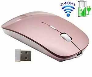 Tsmine Slim Rechargeable Wireless Mouse, 2.4G (Wireless Mouse / Rose Gold)