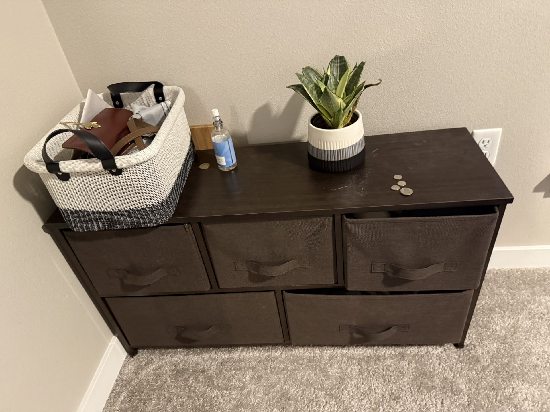 Dark Brown 6-Drawer Fabric Storage Dresser