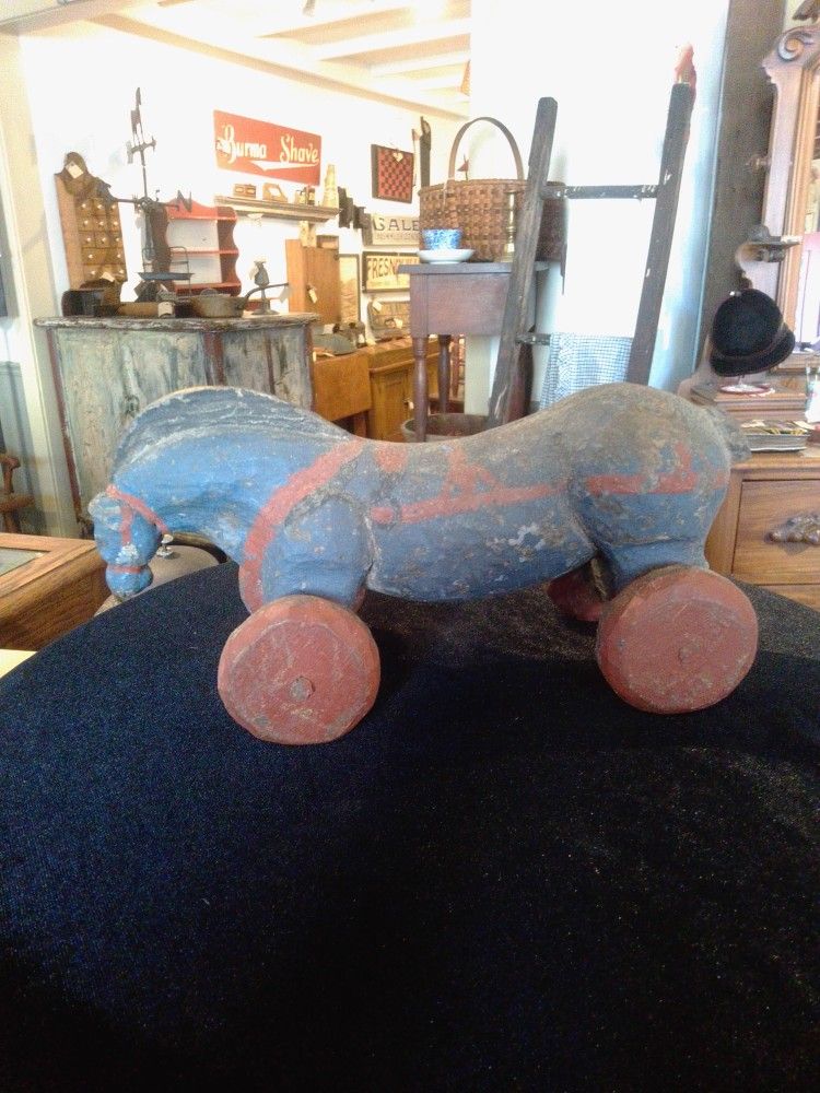 Antique Primitive Folk Art Horse Pull Toy