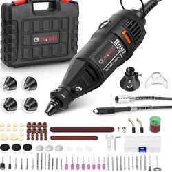 Brand New Unopened   GOXAWEE Rotary Tool Kit with MultiPro Keyless Chuck and Flex Shaft -140pcs Accessories Variable Speed Electric Drill Set for Hand