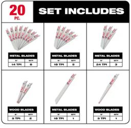 Milwaukee Sawzall Blades 20pcs