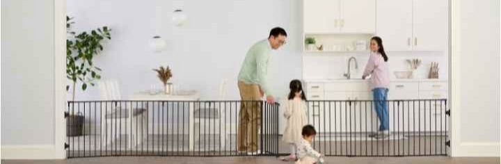 Regalo Safety 24"-192" Metal 2-in-1 Super Wide Baby Gate & Play Yard, black
