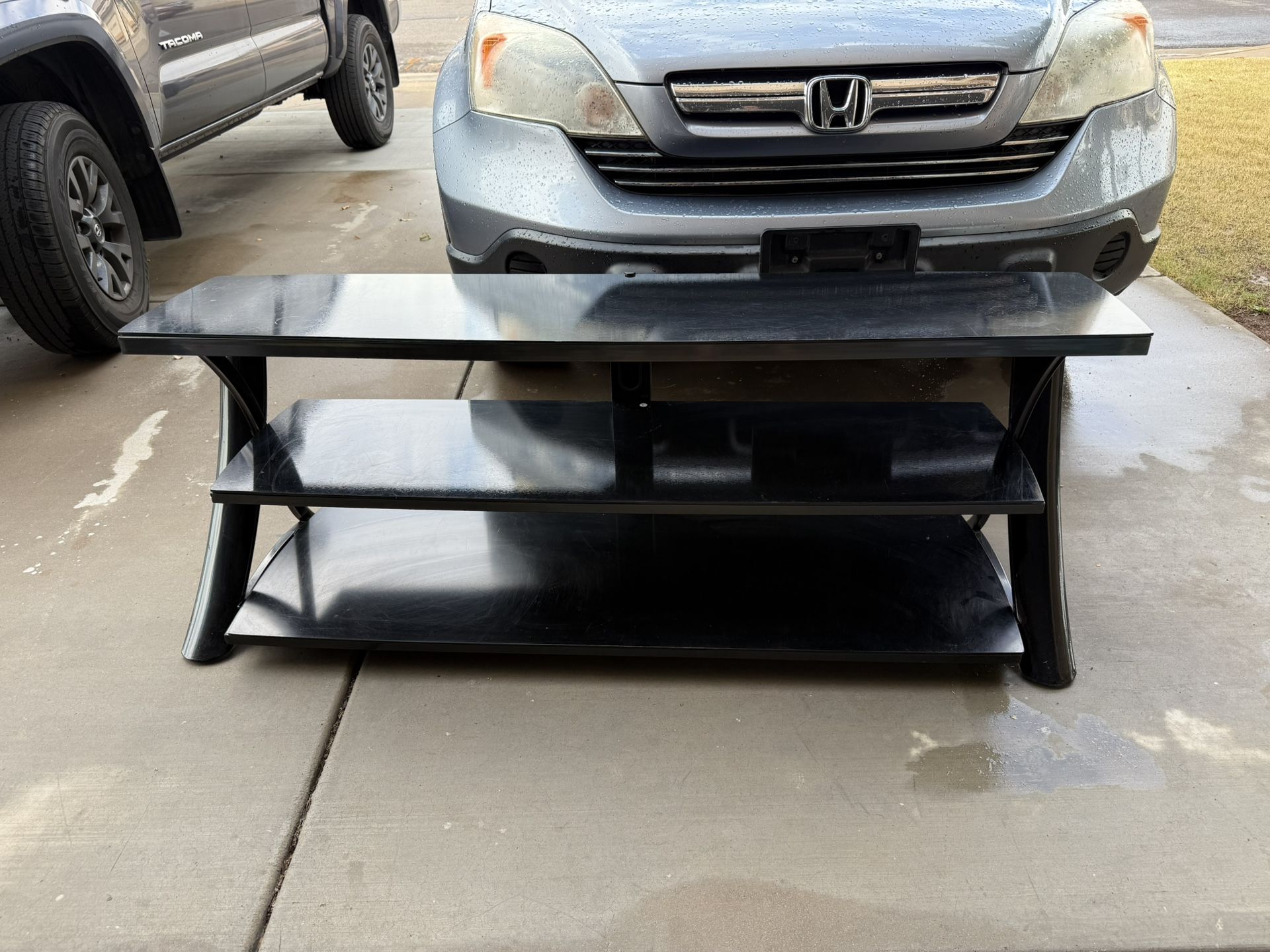 Black TV Stand with Shelves – Modern & Sturdy