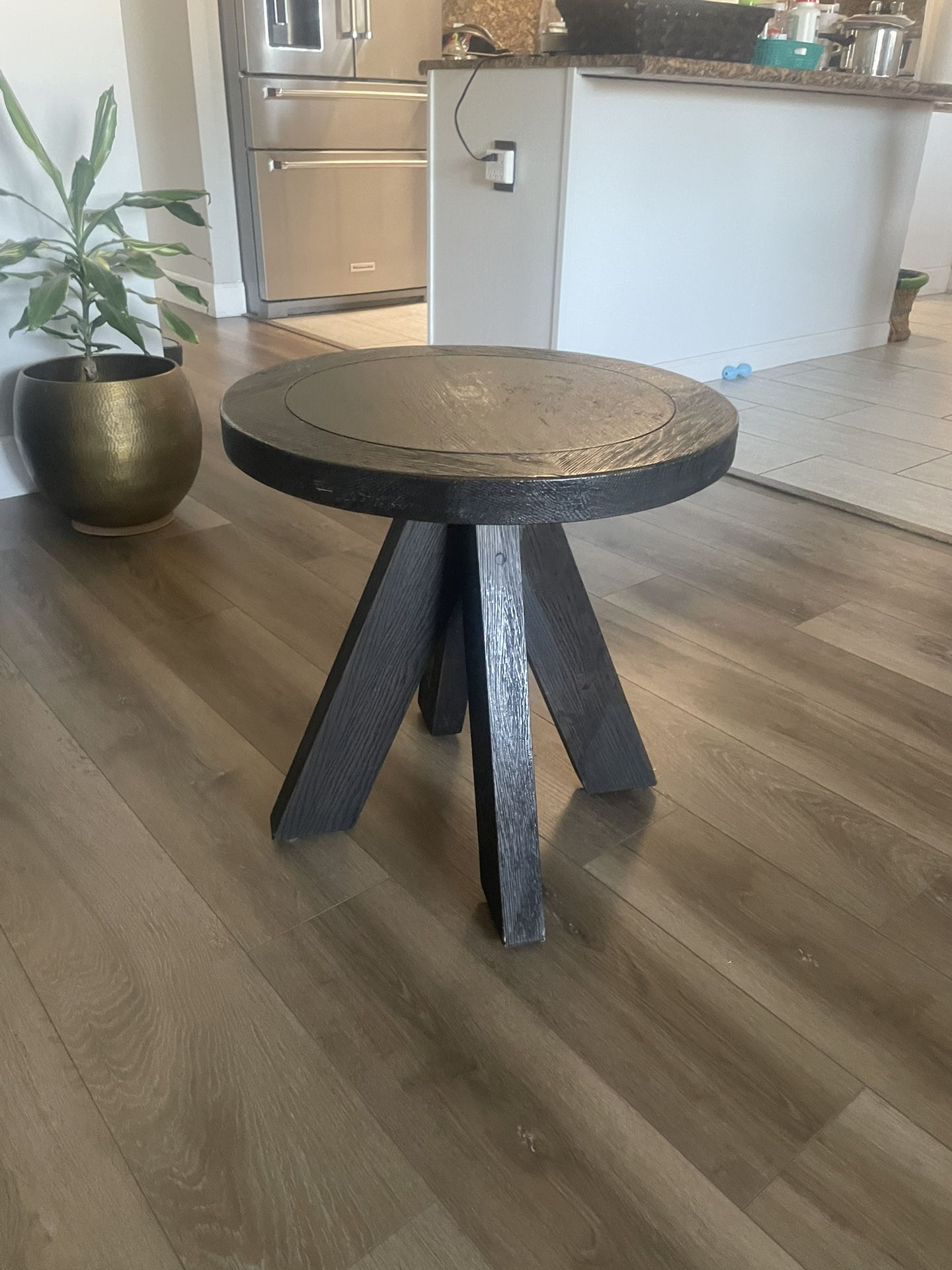 Two Restoration Hardware Three Legged Round Side Table