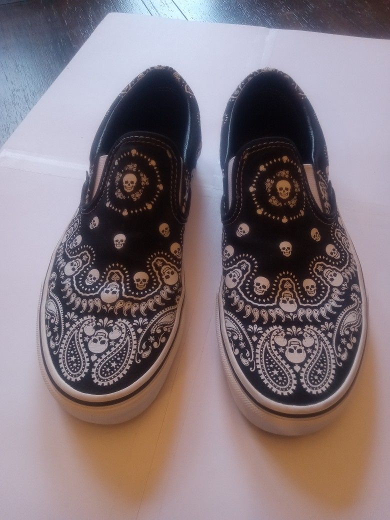 VANS skull Bandana Slip On Mens Size 8 / Women's 9.5
