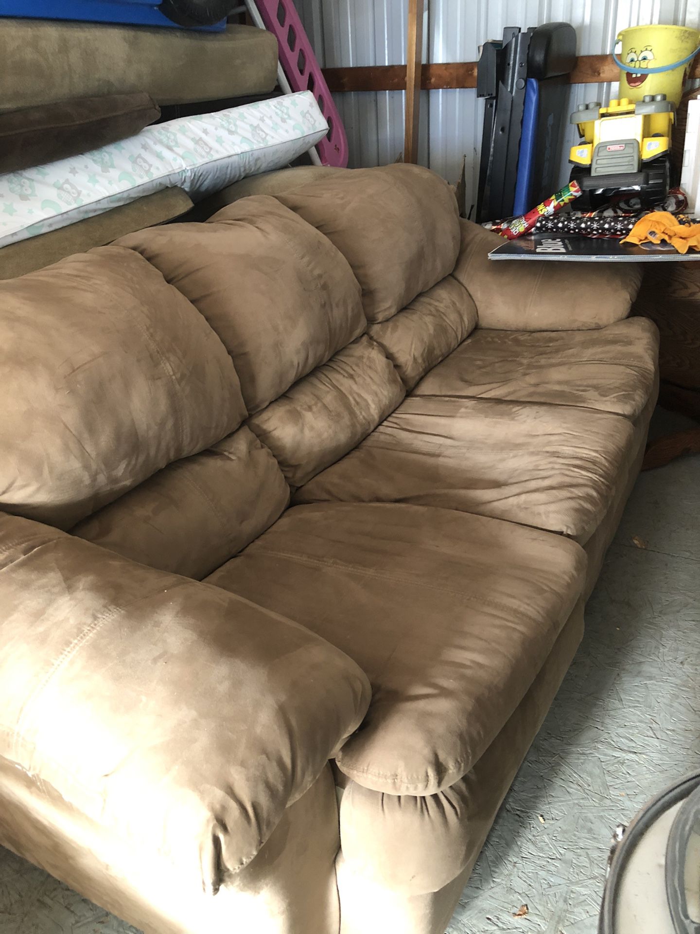 Light Brown Pull Out Bed Sofa