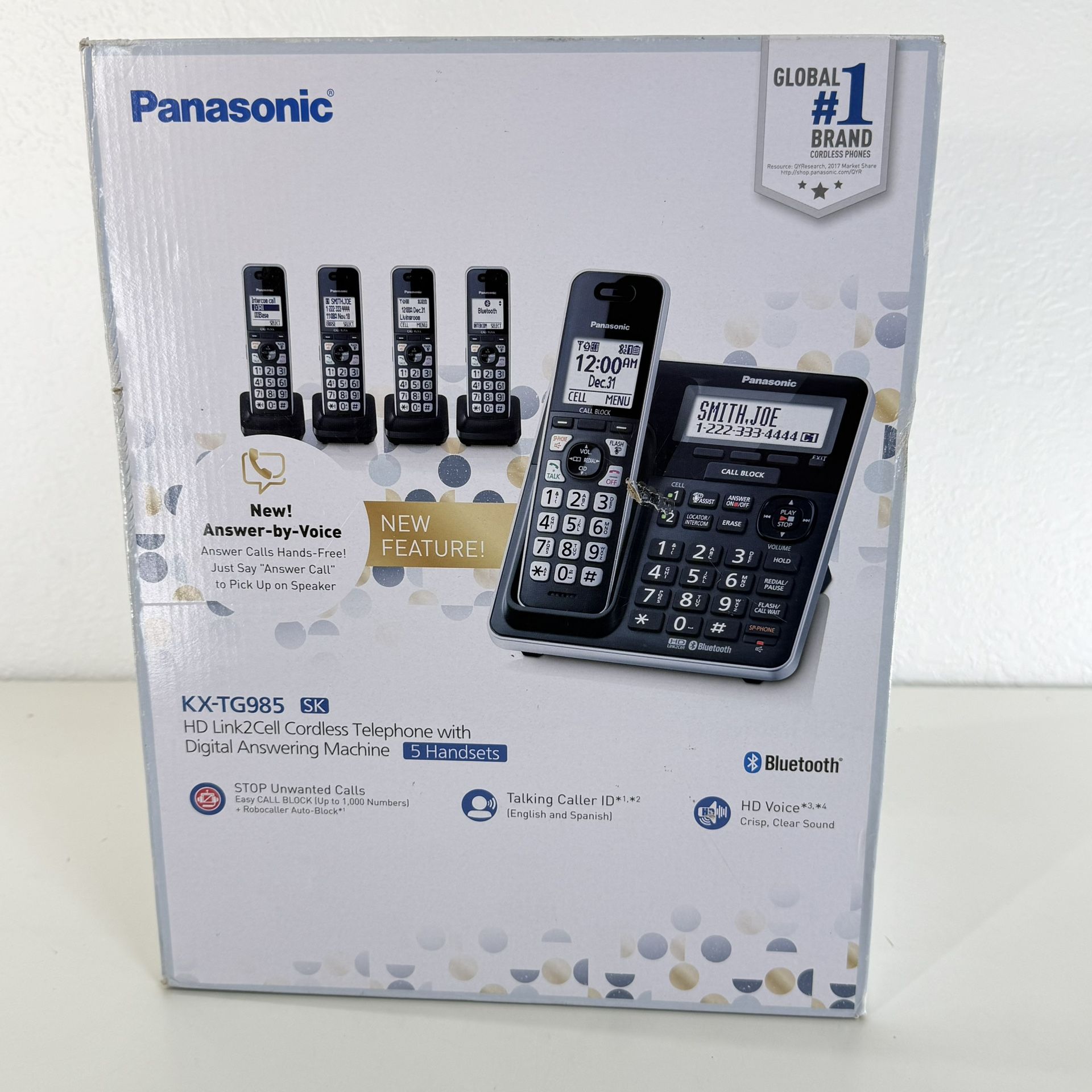 Panasonic KX-TG985 SK | 5 Handsets w/ Digital Answering Machine | New & Sealed