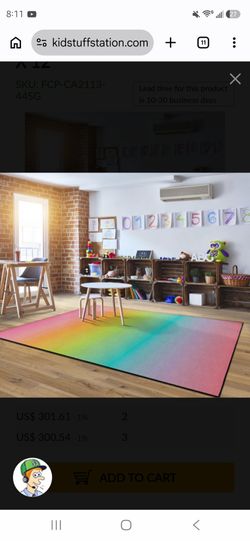 Flagship Carpets Oh Happy Day Rainbow Area Rug - 7'6" x 12'