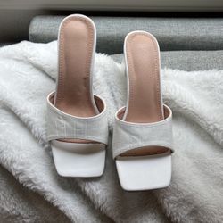 White Chunk Heel 
