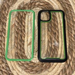 iPhone 11 Pro Max, green and black case