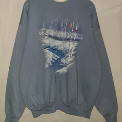 Morning Sun Winter Snow Bird Blue Sweatshirt