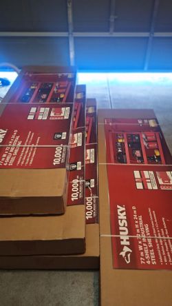 4 Husky Heavy-Duty 4-Shelf Steel Racks – 77″ × 72″ × 24″