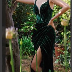 Gorgeous Green Velvet Corset Top Dress