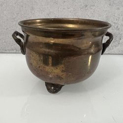 Vintage French Aged Brass Pot Jardiniere 