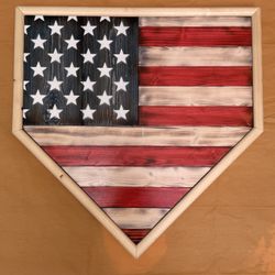 Wooden American Flag Homeplate
