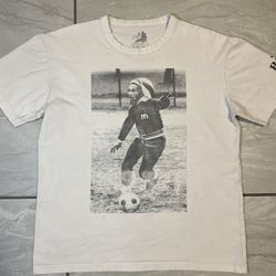 Bob Marley Shirt Adult Medium White Playing Soccer Football Zion Vintage