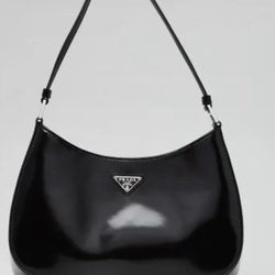 prada cleo brushed leather black shoulder purse