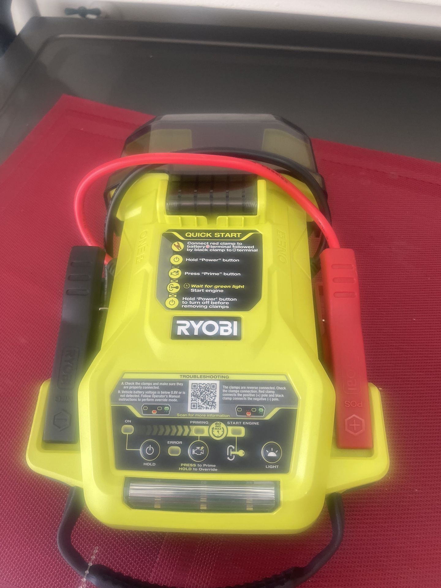RYOBI ONE+ 18V Cordless 1600A Jump Starter with LED Work Light