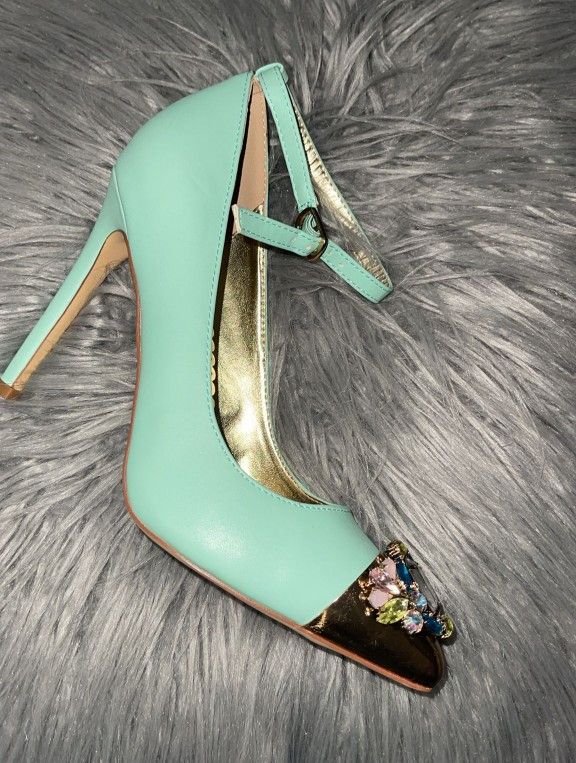 Liliana High Heels Mint Color With Rhinestones