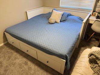 IKEA Hemnes White Bed Frame with Storage Drawers
