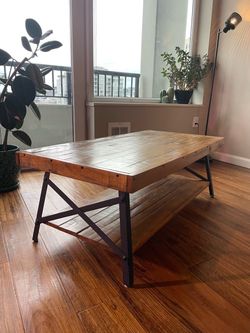 Industrial Wood and Metal Coffee Table