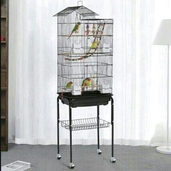 Rolling Metal Bird Cage with stand (New in Box). LOCAL PICKUP ONLY NO SHIPPING!