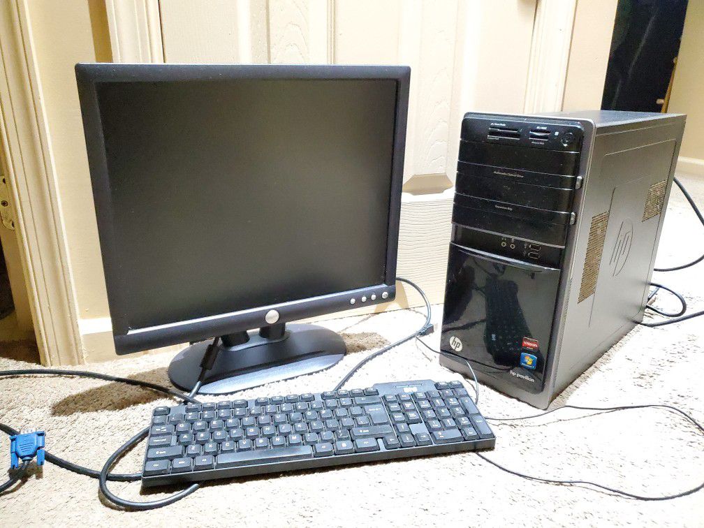 Hp Pavilion Desktop Computer With Dell Monitor And Keyboard Windows 7